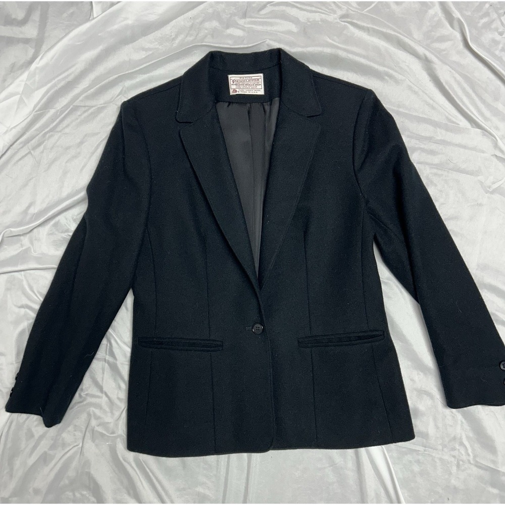 Vintage Pendleton Petite Blazer 100% Virgin Wool Black Womens 4P Made in USA - Picture 3 of 12